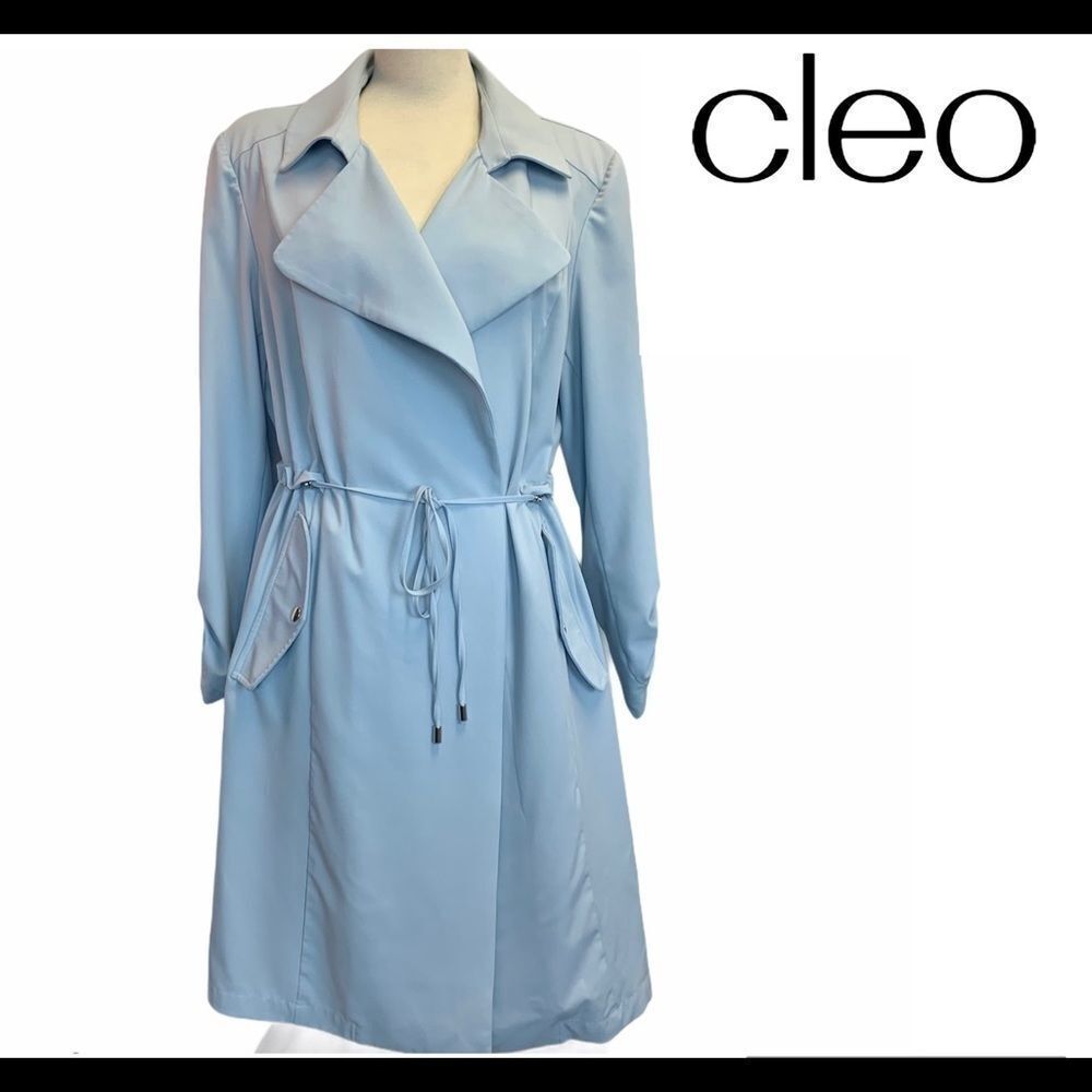 Cleo petites light baby blue duster jacket size L